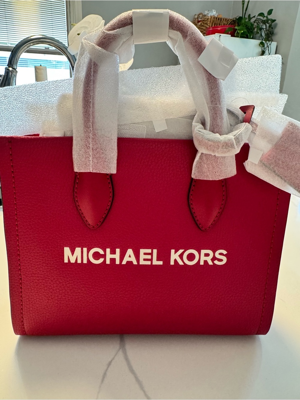 Michael Kors Red Leather Logo Tote
